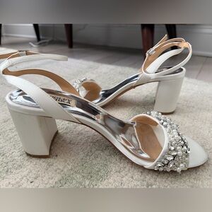 Badgley Mischka White Embellished Heels
